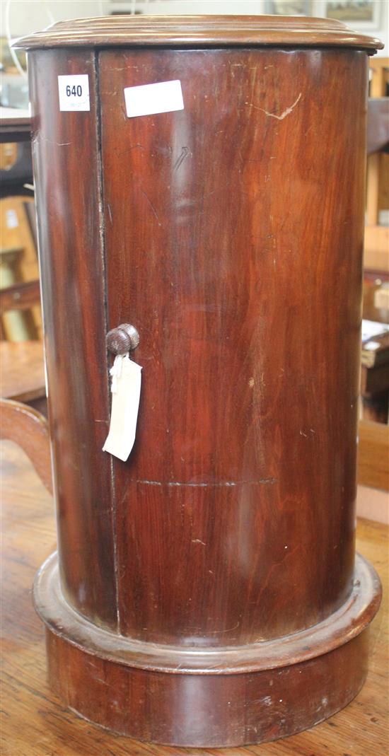 Victorian mahogany drum pot cupboard with marble top(-)